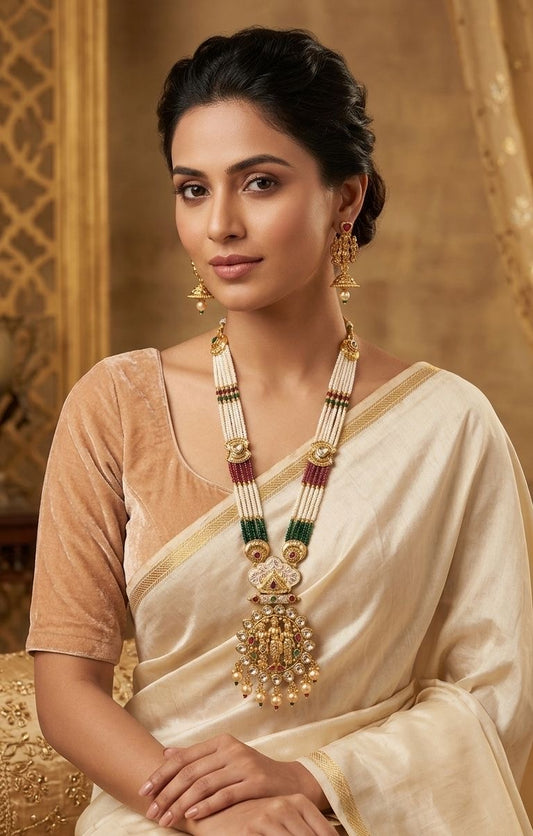 TEMPLE HERITAGE MULTI STRAND PEARL LONG NECKLACE