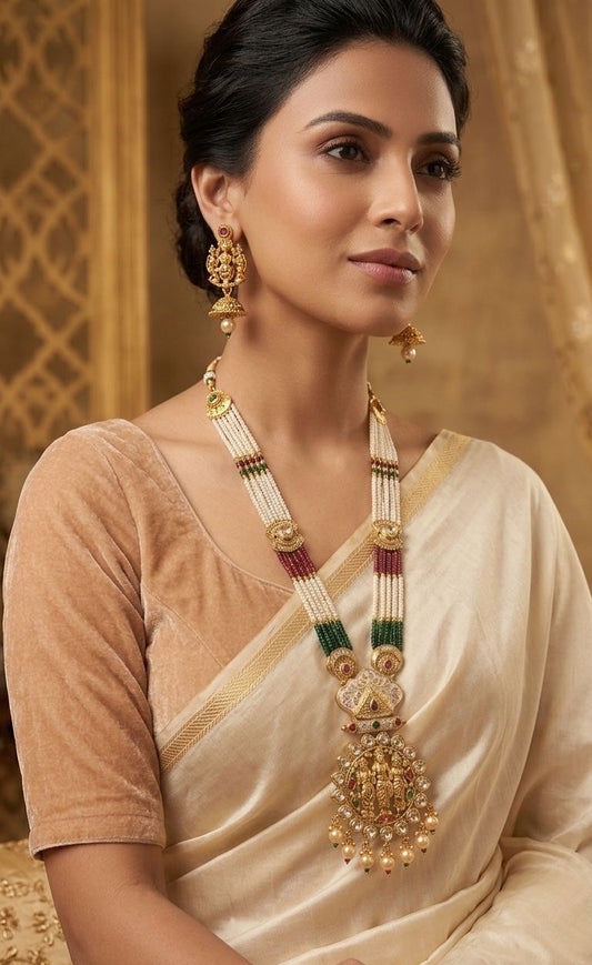 TEMPLE HERITAGE MULTI STRAND PEARL LONG NECKLACE