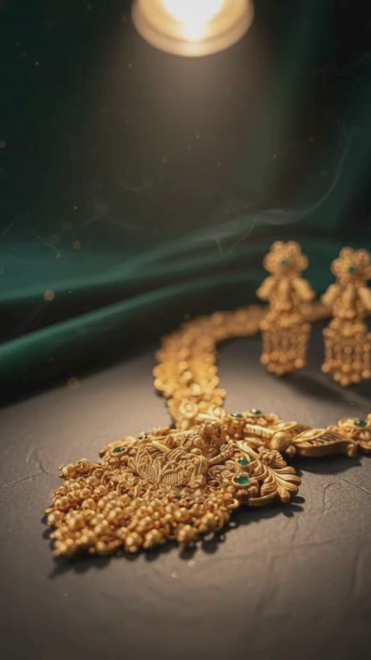 Royal Peacock Temple Gold Necklace Set